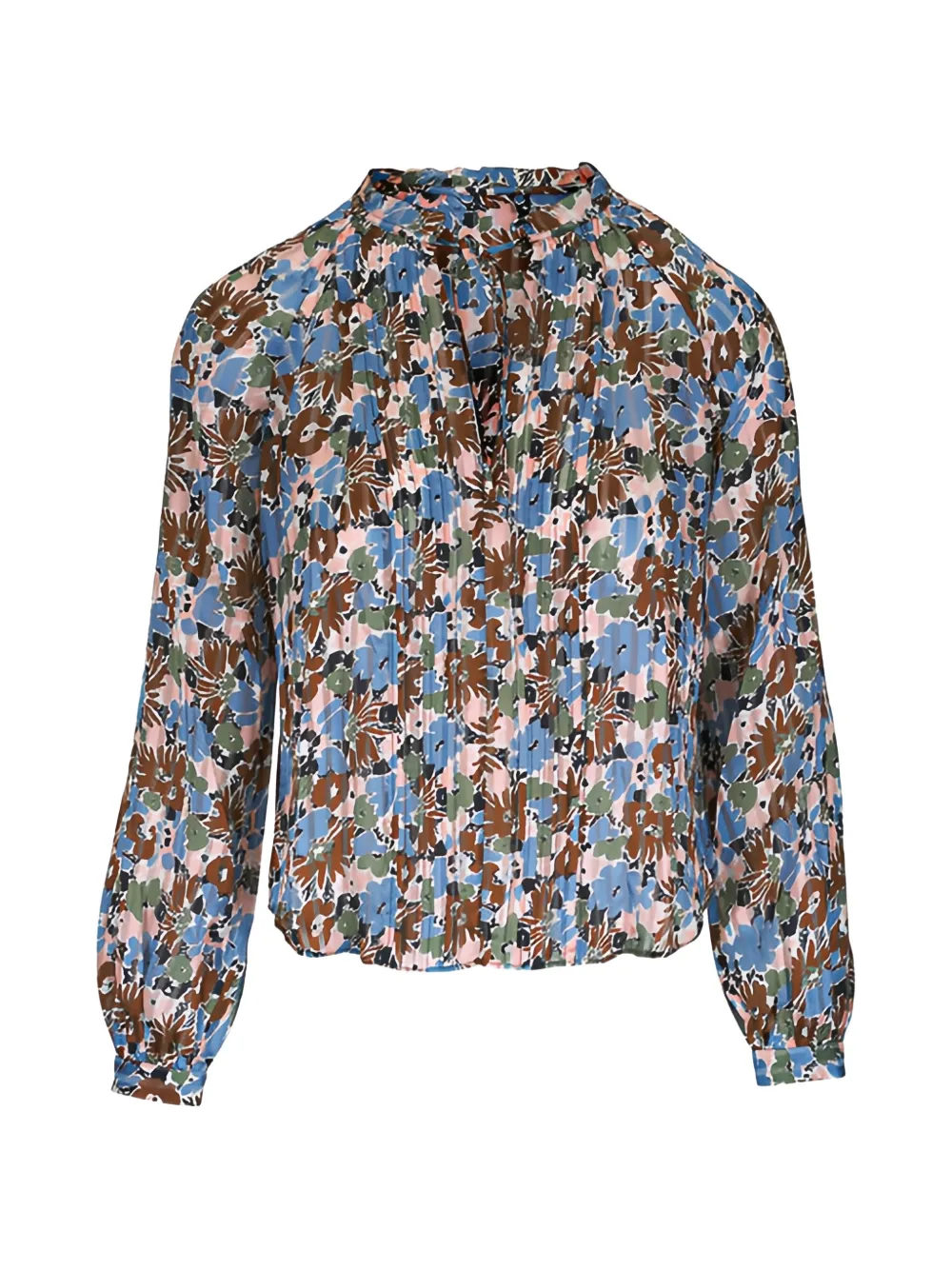 Veronica Beard Linds pleated floral blouse - Blu