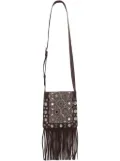 Valentino Garavani mirror-embellished fringe-trim shoulder bag - Brown