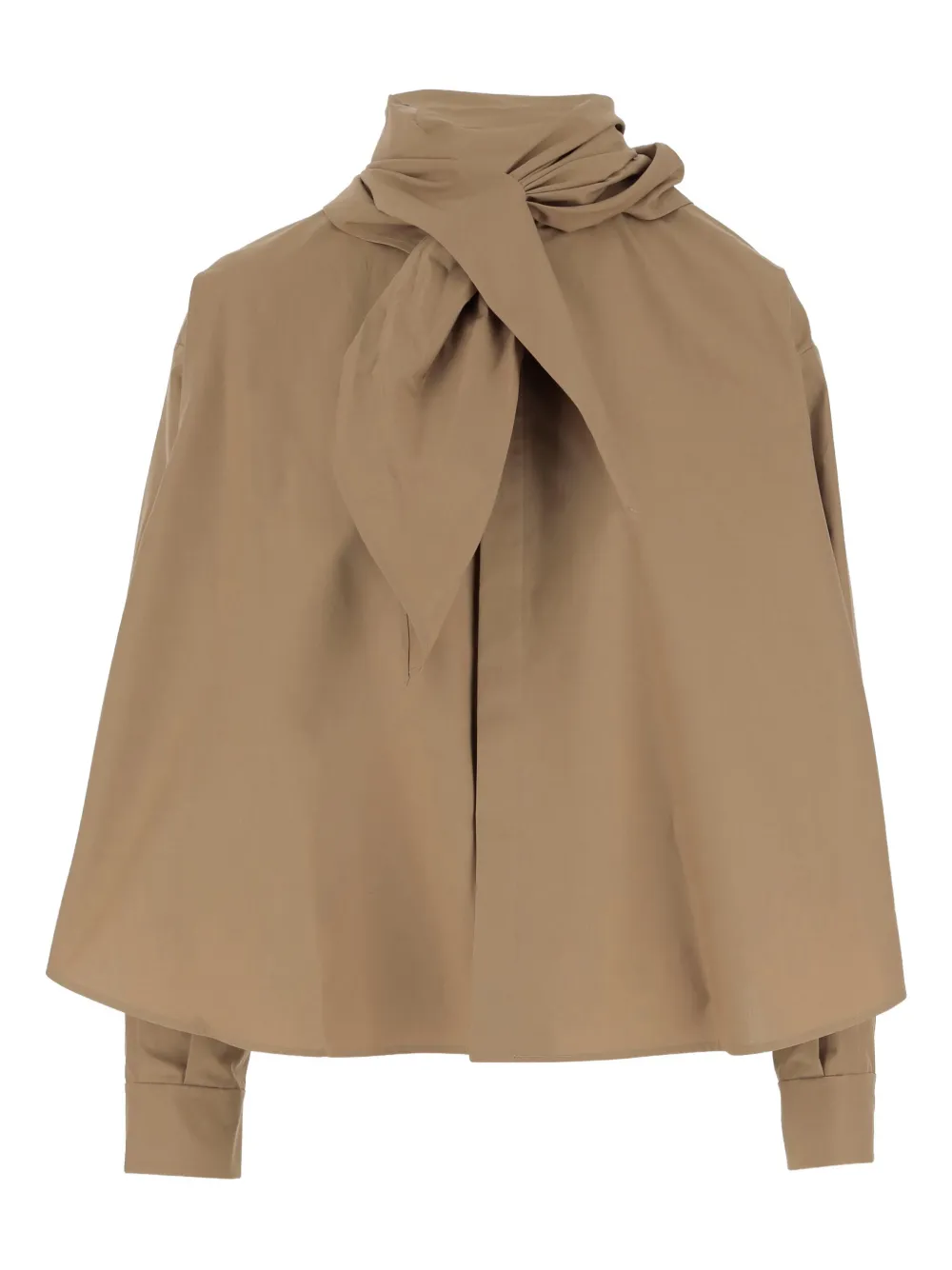 Carven tie-neck cotton blouse Beige