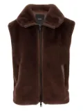 PINKO faux-fur zip-up gilet - Brown