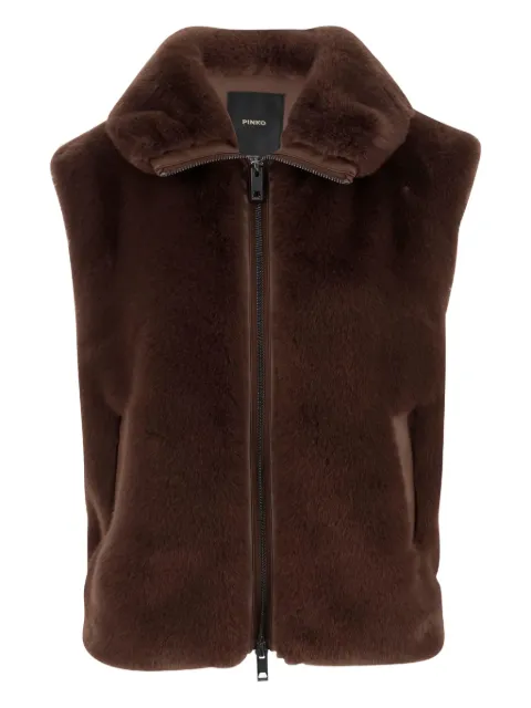 PINKO faux-fur zip-up gilet