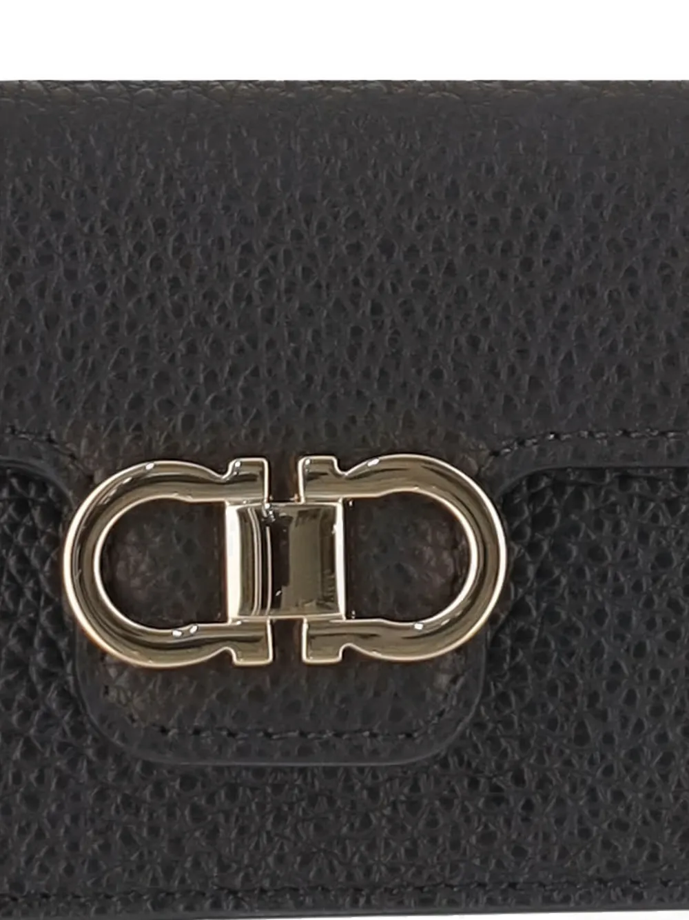 Ferragamo Leren portemonnee met Gancini-plakkaat Zwart