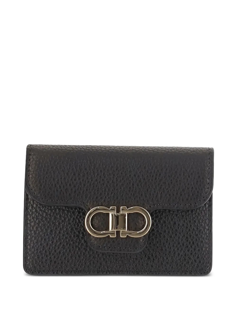 Ferragamo Gancini-plaque leather wallet Zwart