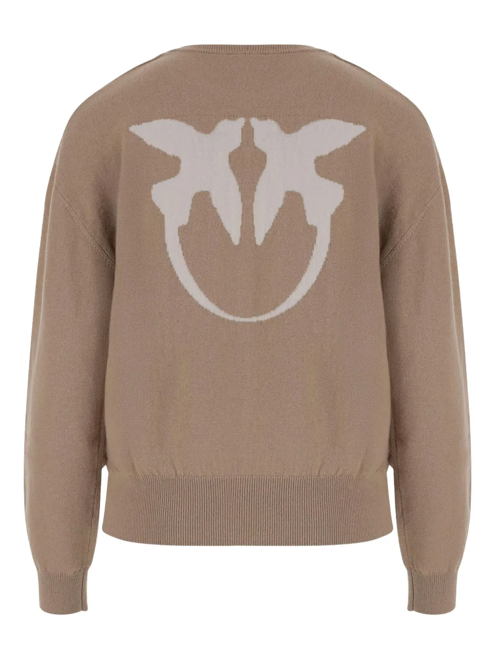 PINKO Love Birds-logo crew-neck sweater Beige