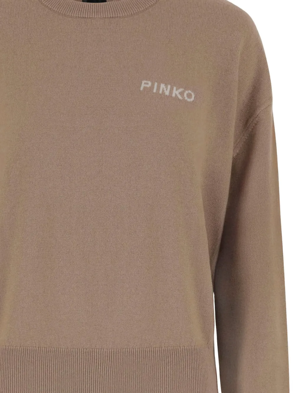 PINKO Love Birds-logo crew-neck sweater Beige