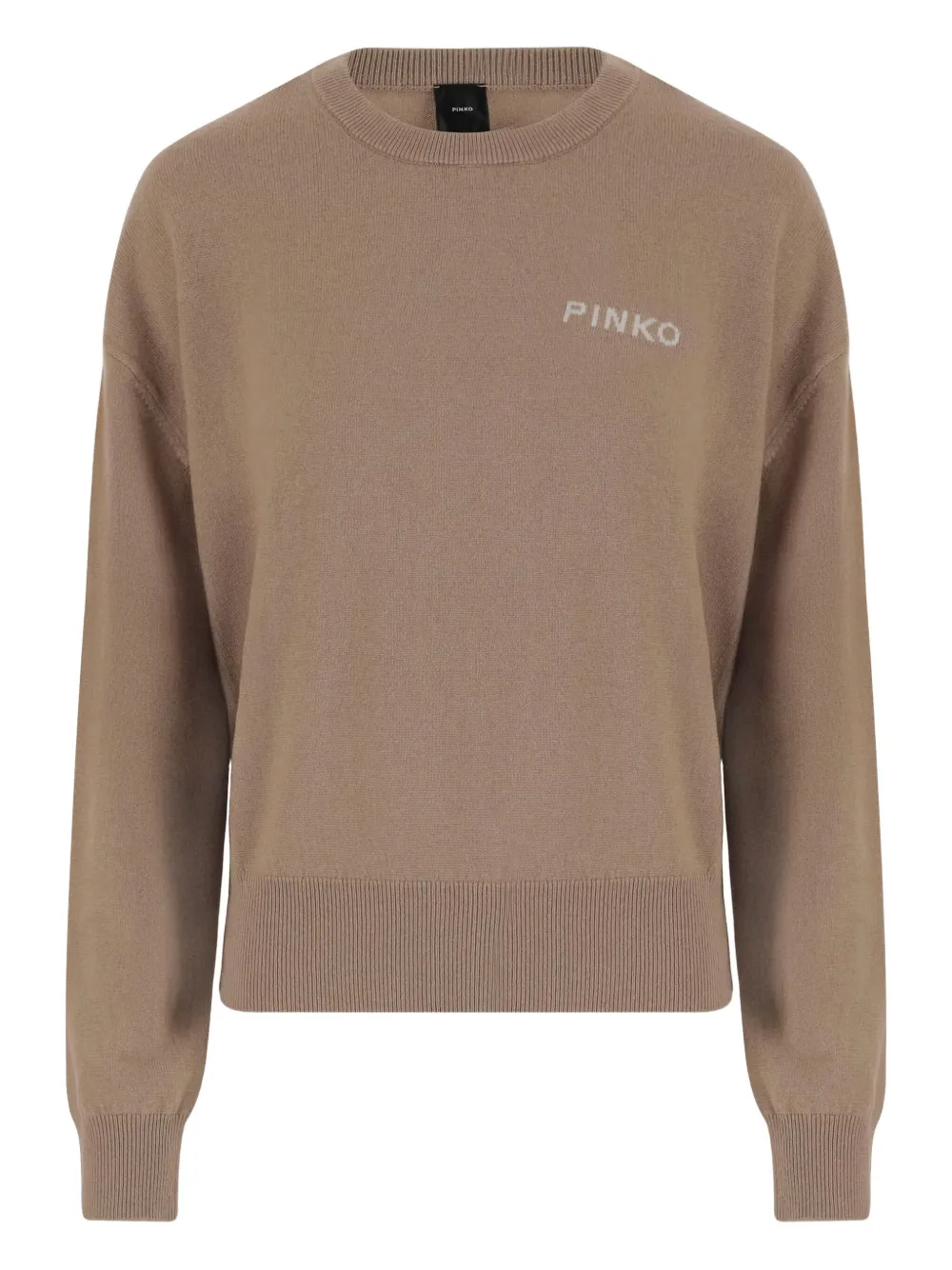 PINKO Love Birds-logo crew-neck sweater Beige