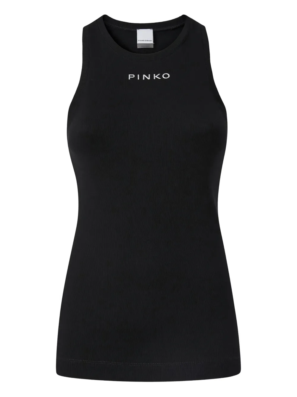 PINKO ribbed logo top Zwart