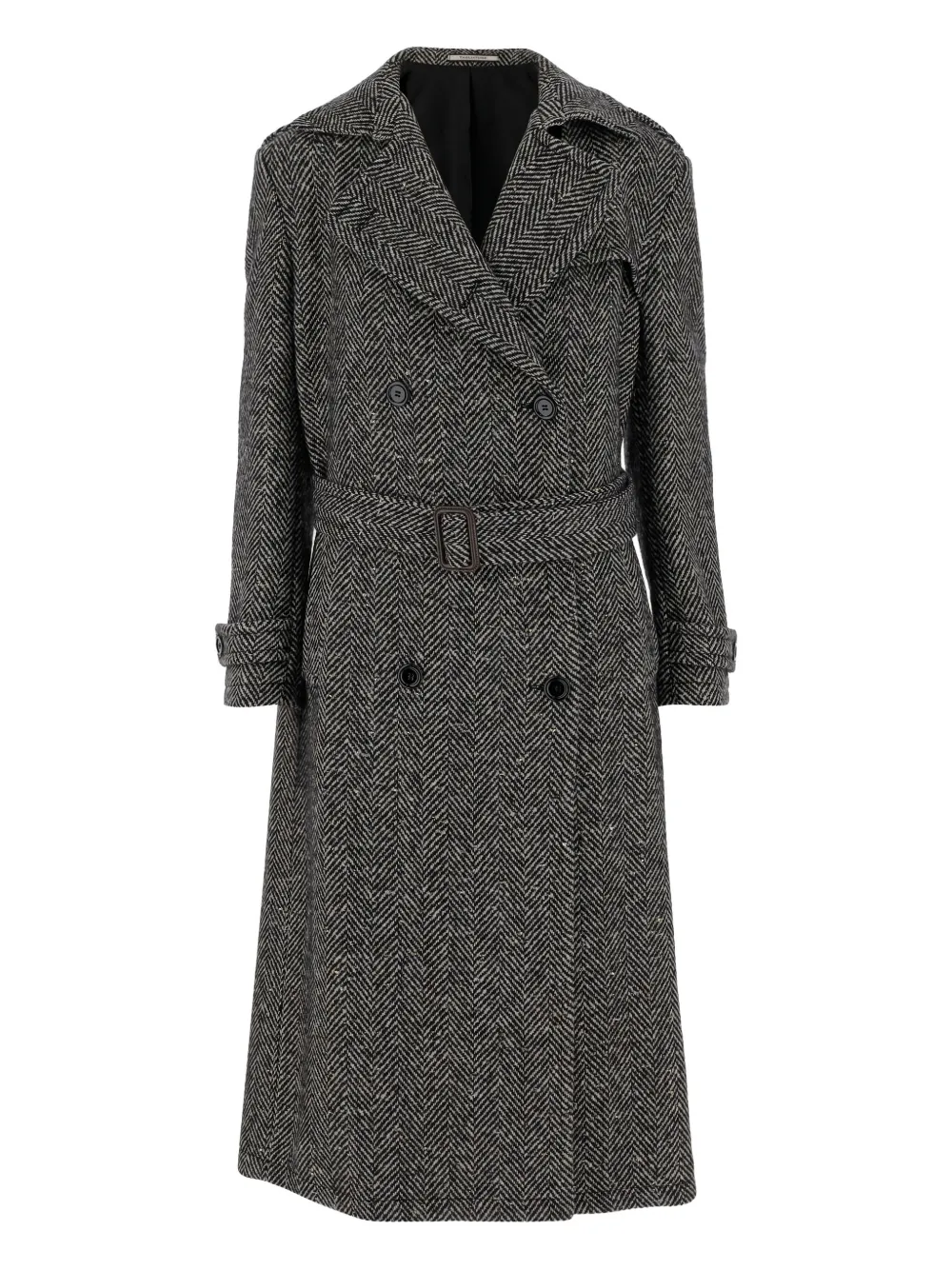 Tagliatore herringbone belted trench coat Grijs