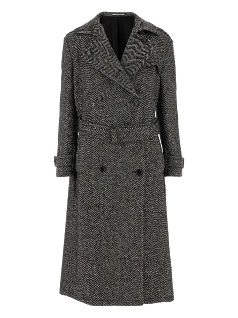 Tagliatore herringbone belted trench coat