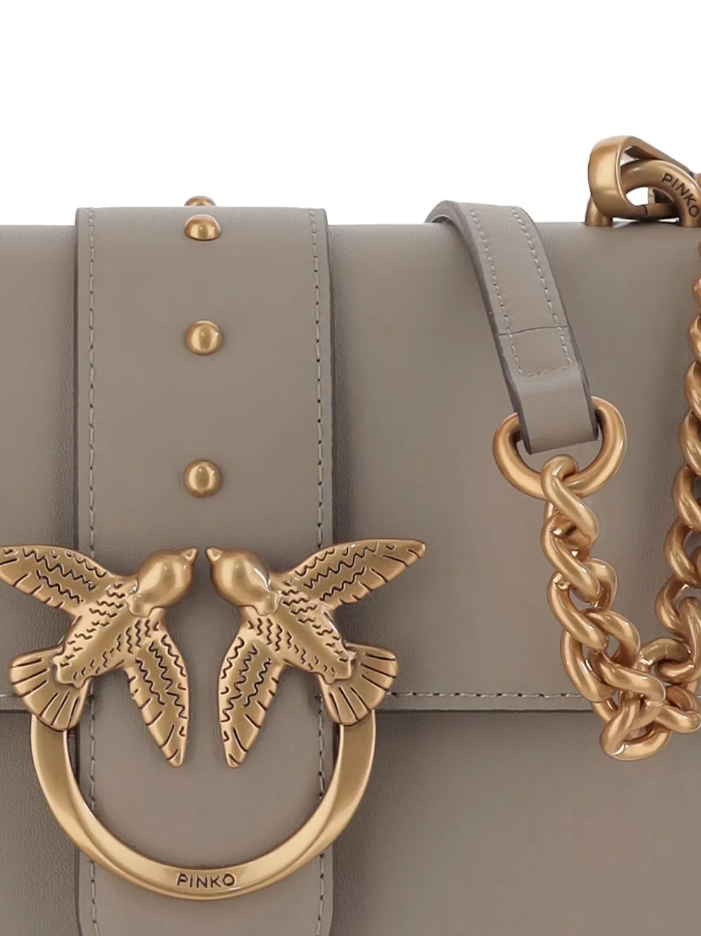 PINKO Love Birds-buckle shoulder bag Beige