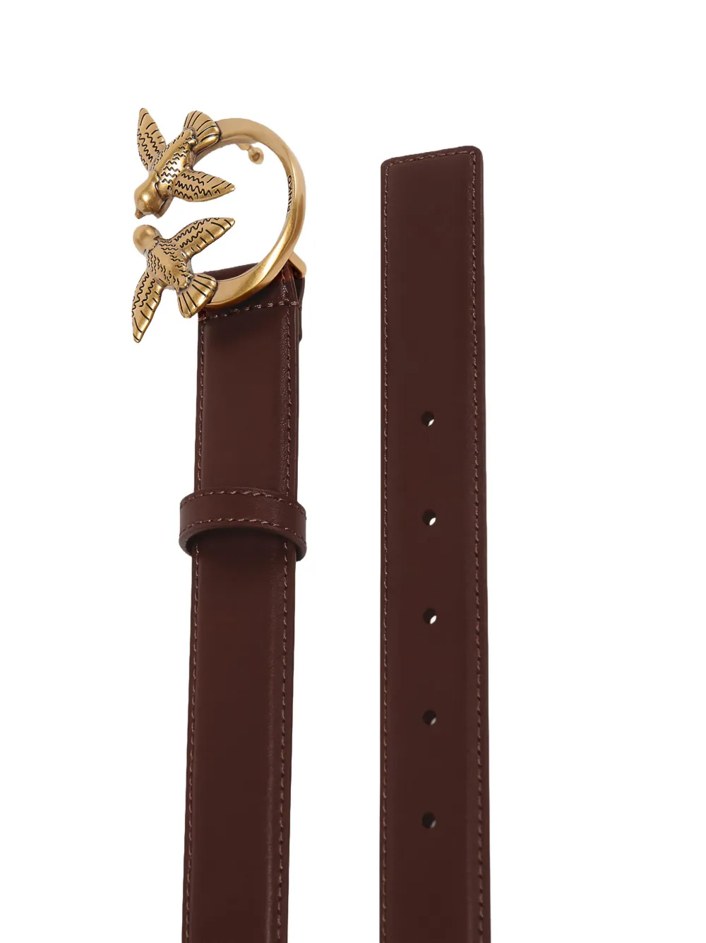 PINKO Love Birds leather belt Bruin