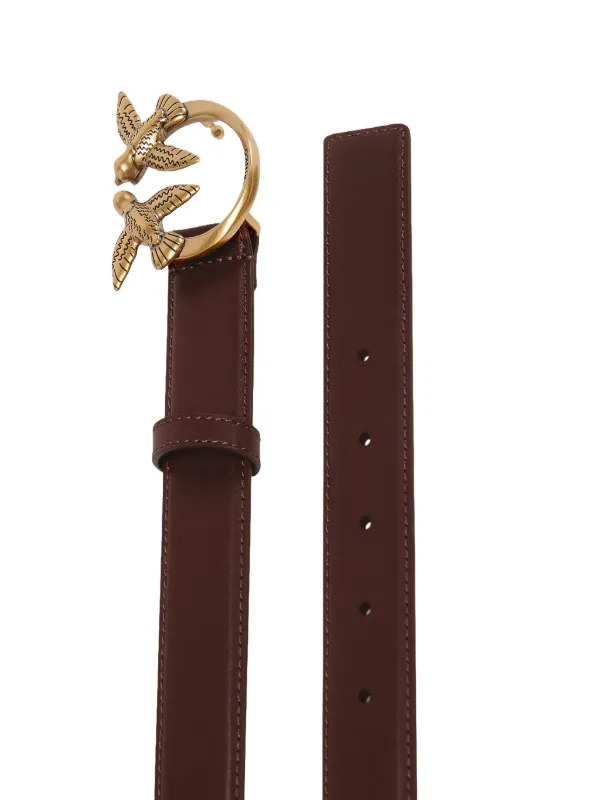 PINKO Love Birds Buckle Leather Belt Women Brown Belts Love Birds leather belt 3cm | Pinko main image 3