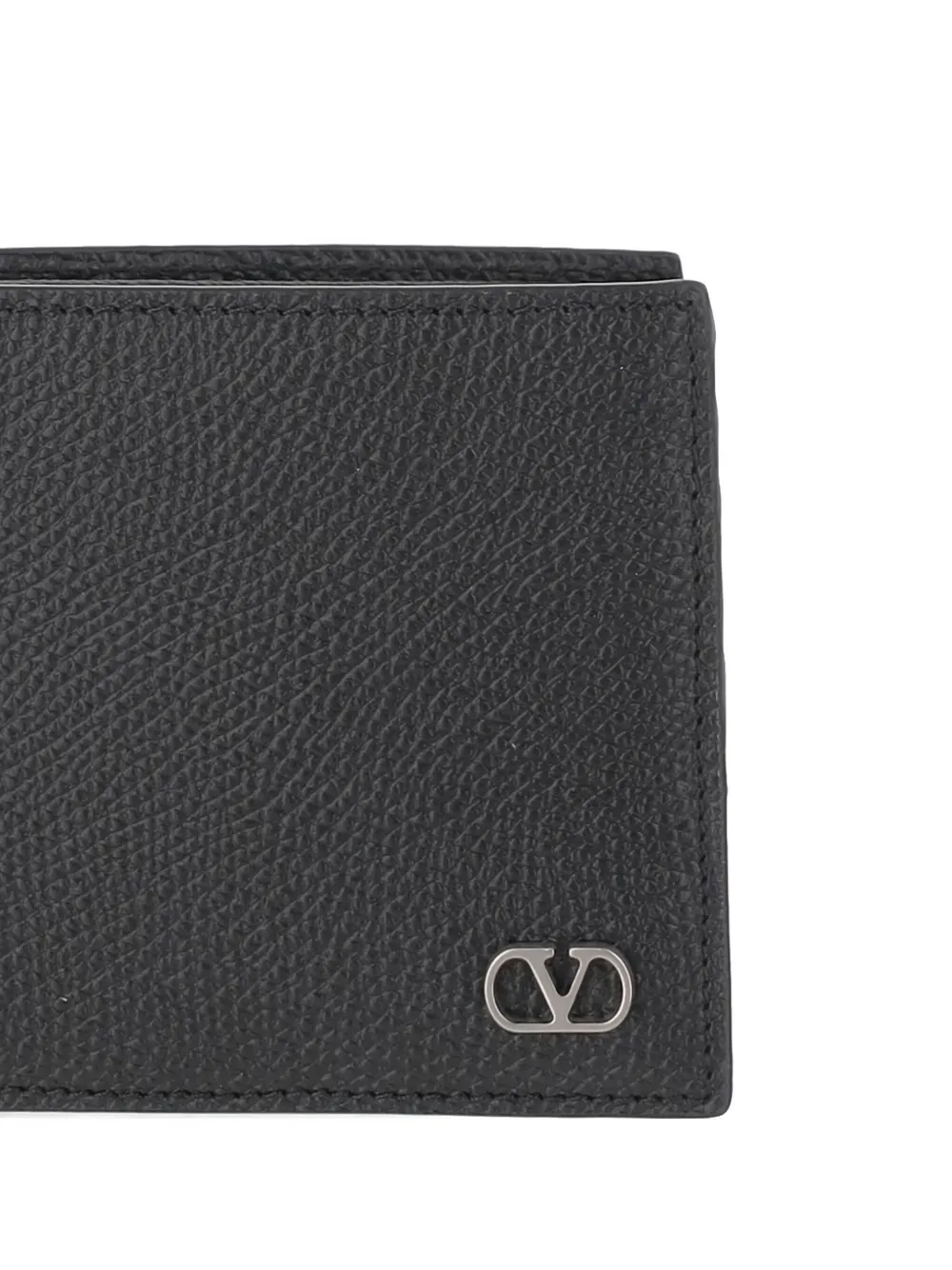 Valentino Garavani pebble-leather Vlogo wallet Zwart
