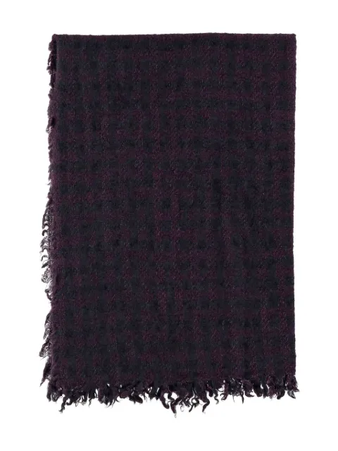 Faliero Sarti checked-pattern frayed-edges scarf