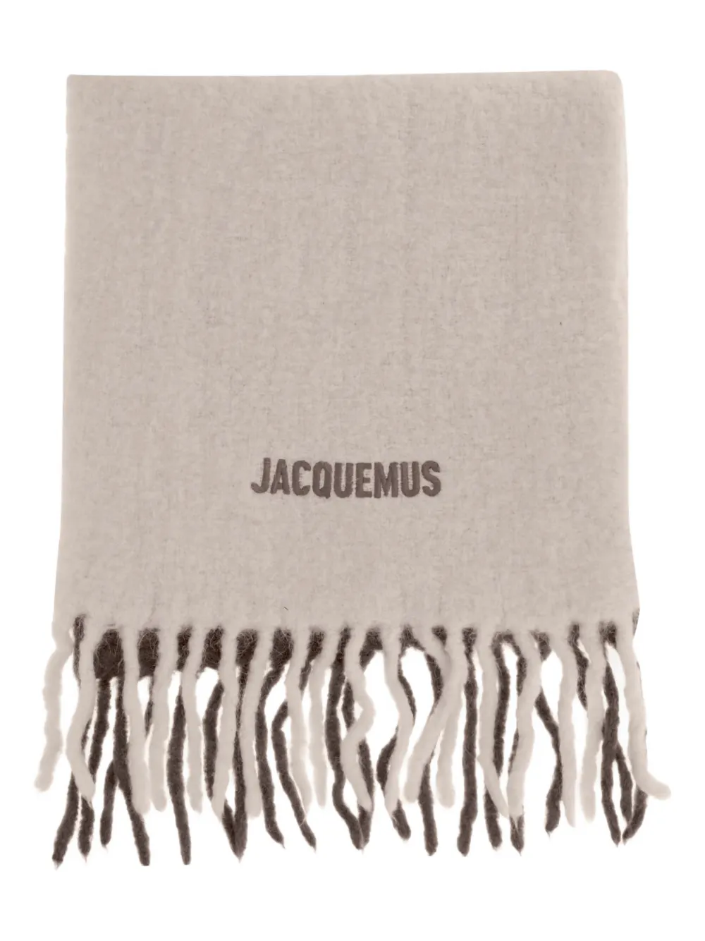 Jacquemus L'écharpe Moisson logo-embroidered fringed scarf Beige