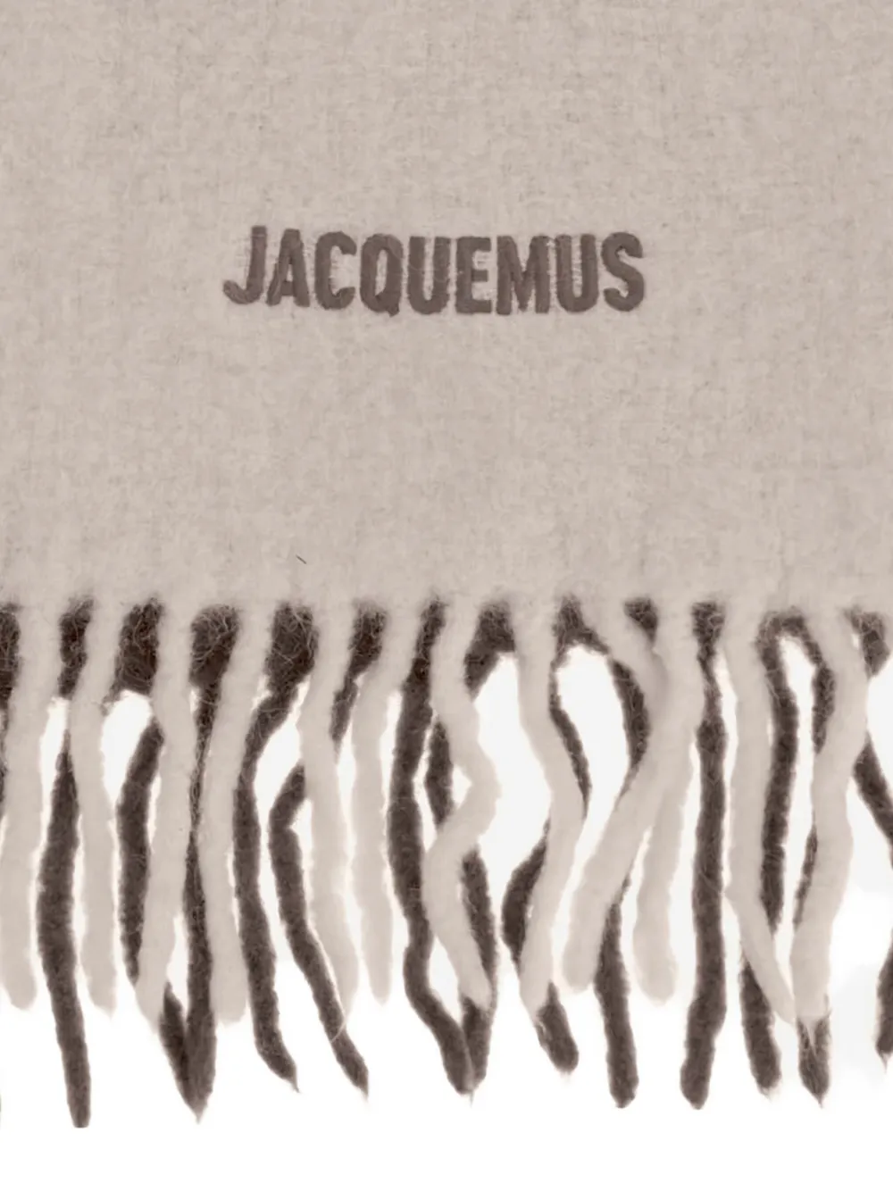 Jacquemus L'écharpe Moisson logo-embroidered fringed scarf Beige