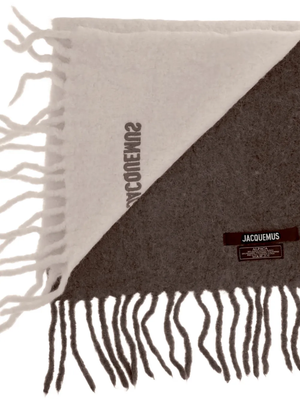 Jacquemus L'écharpe Moisson logo-embroidered fringed scarf Beige