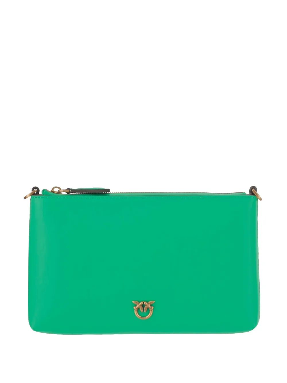 PINKO logo-plaque zip clutch bag - Verde