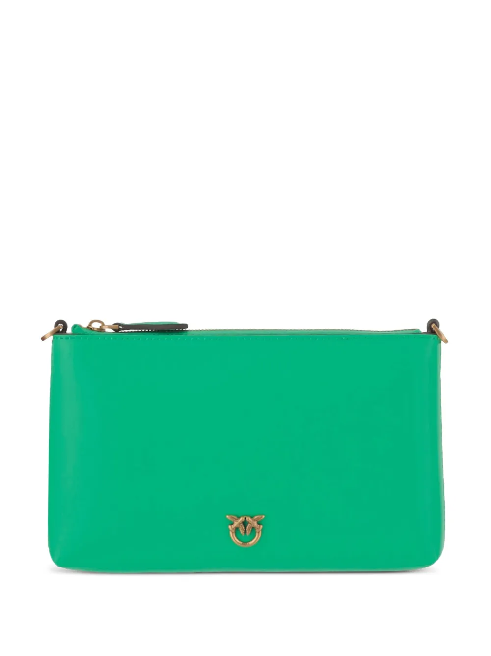 PINKO logo-plaque zip clutch bag Groen