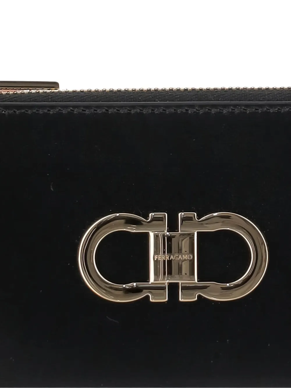 Ferragamo Gancini portemonnee met rits Zwart