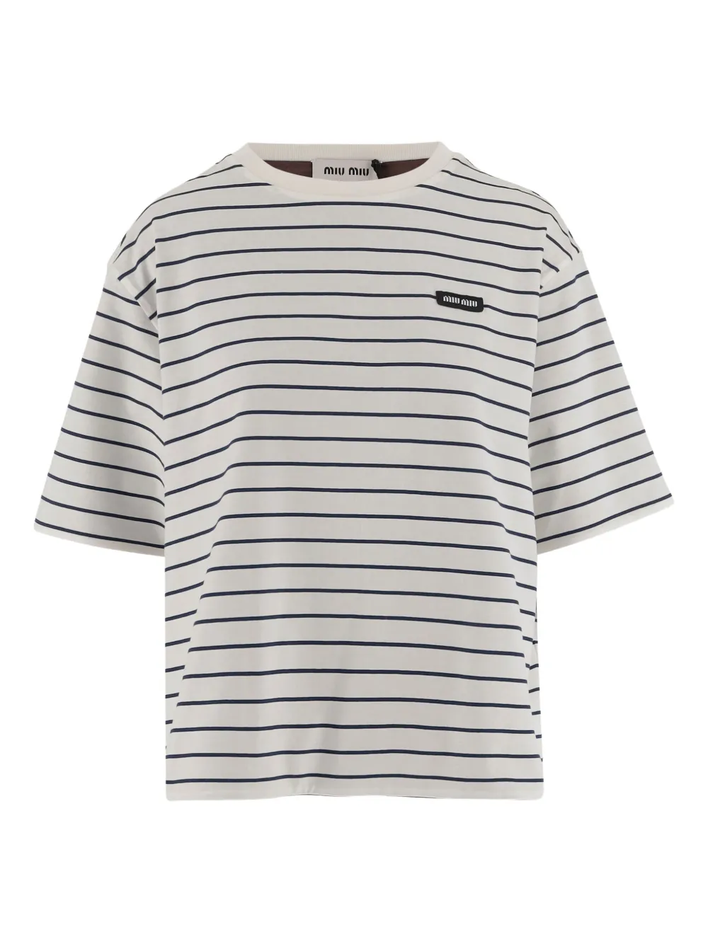 Miu striped short-sleeves T-shirt Wit