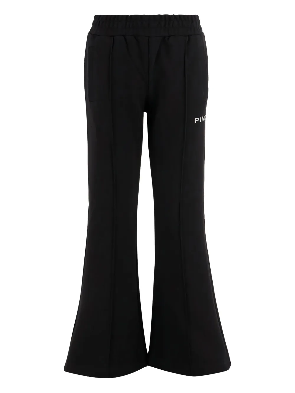 Pinko Logo-embroidered Flared Trousers In Black