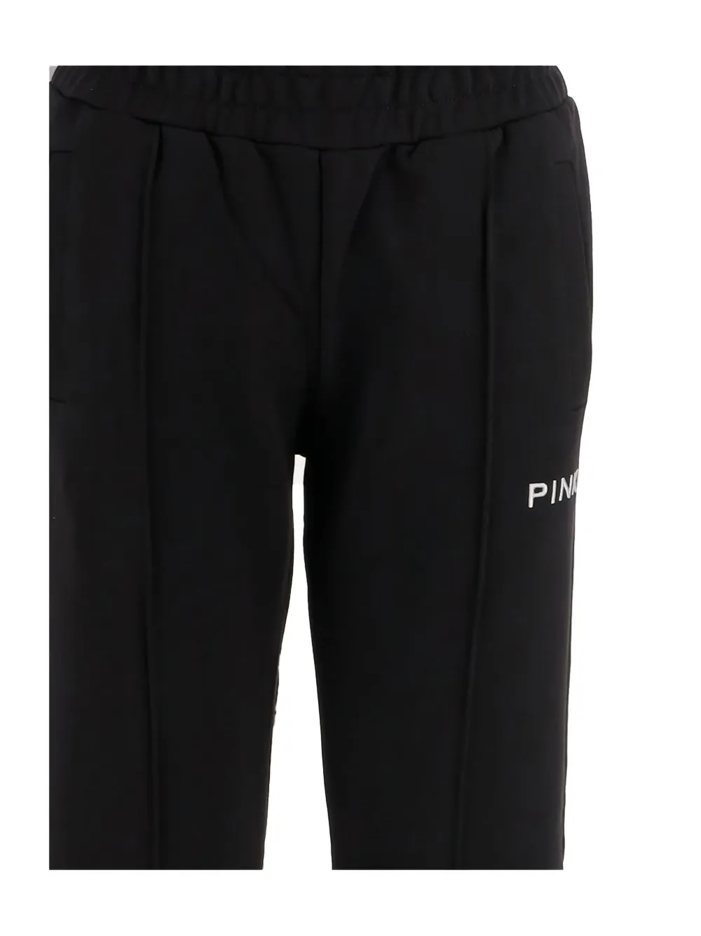 PINKO logo-embroidered flared trousers Zwart