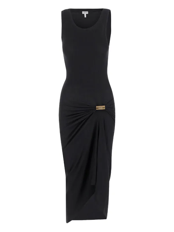 strapless open back dress Curved rib tank dress black – TOTEME main image 0