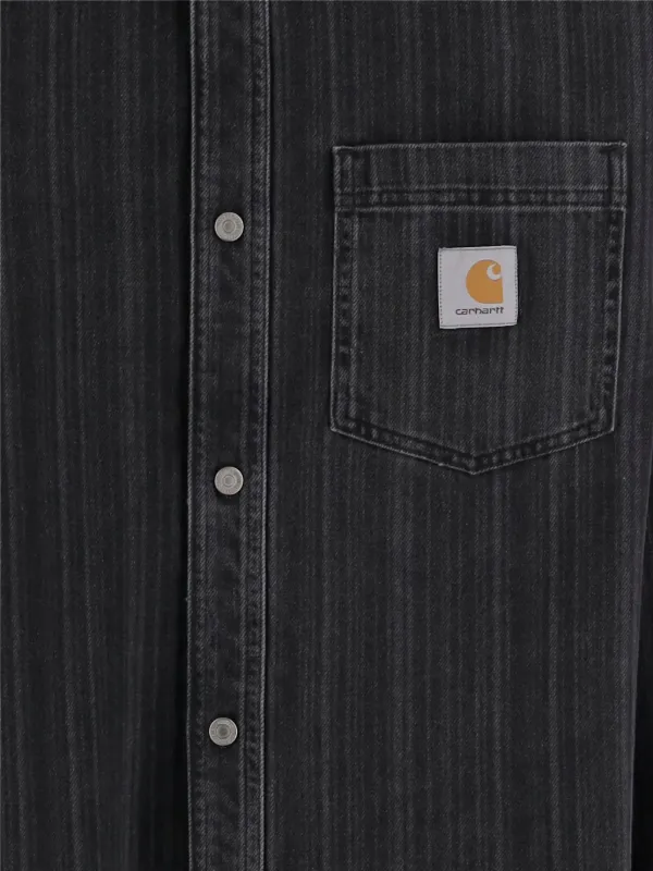 Carhartt WIP ストライプポケット コットンシャツ | ブラック