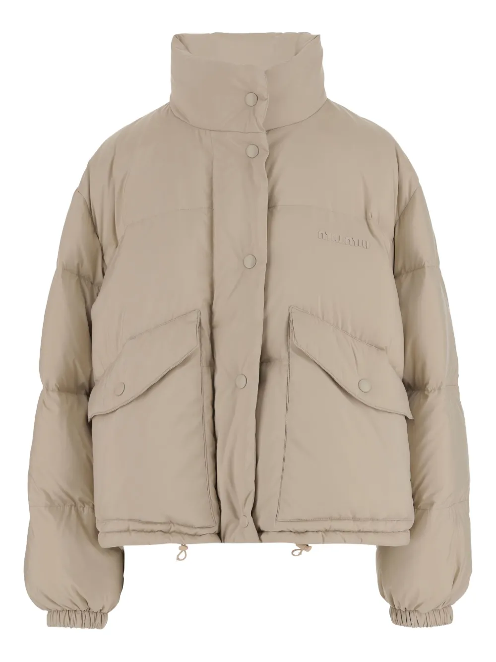 Miu high-neck flap-pockets jacket Beige