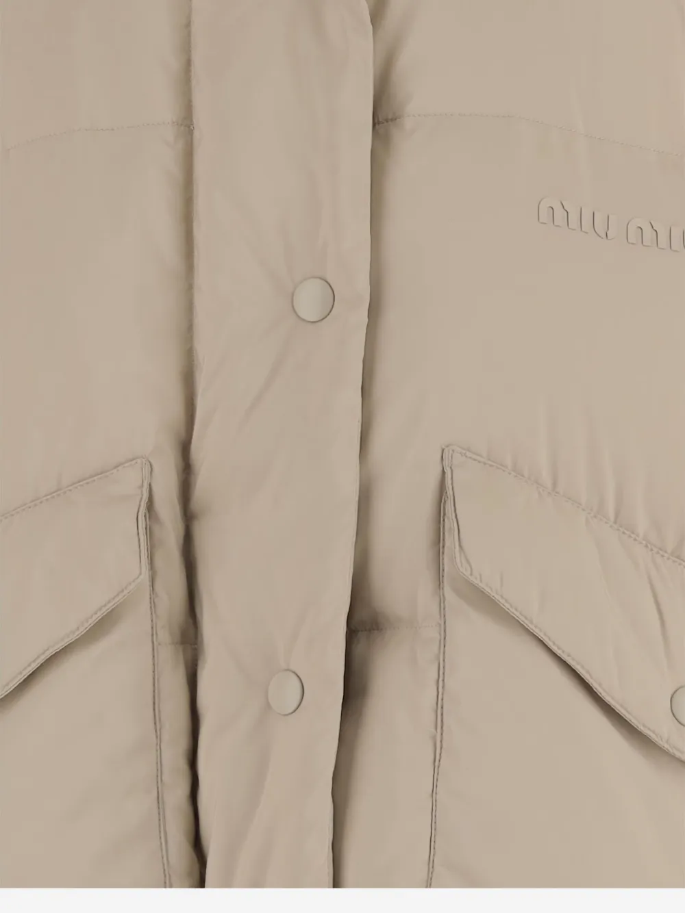 Miu high-neck flap-pockets jacket Beige