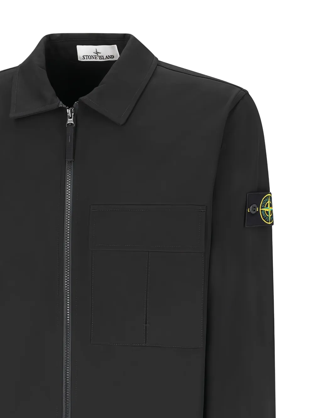 Stone Island Shirtjack met rits en zak Zwart