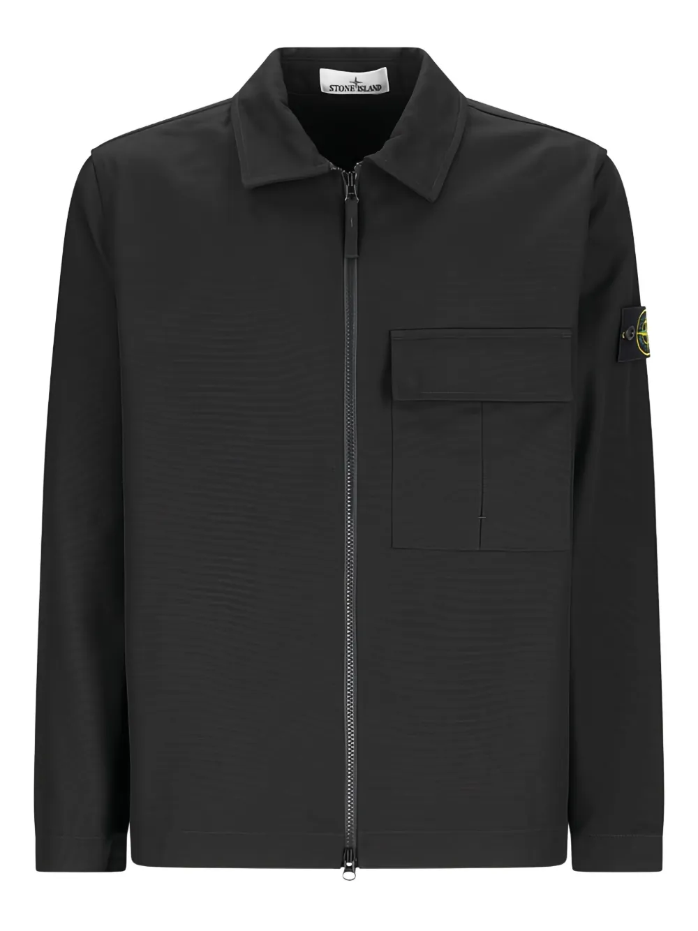 Stone Island Shirtjack met rits en zak Zwart