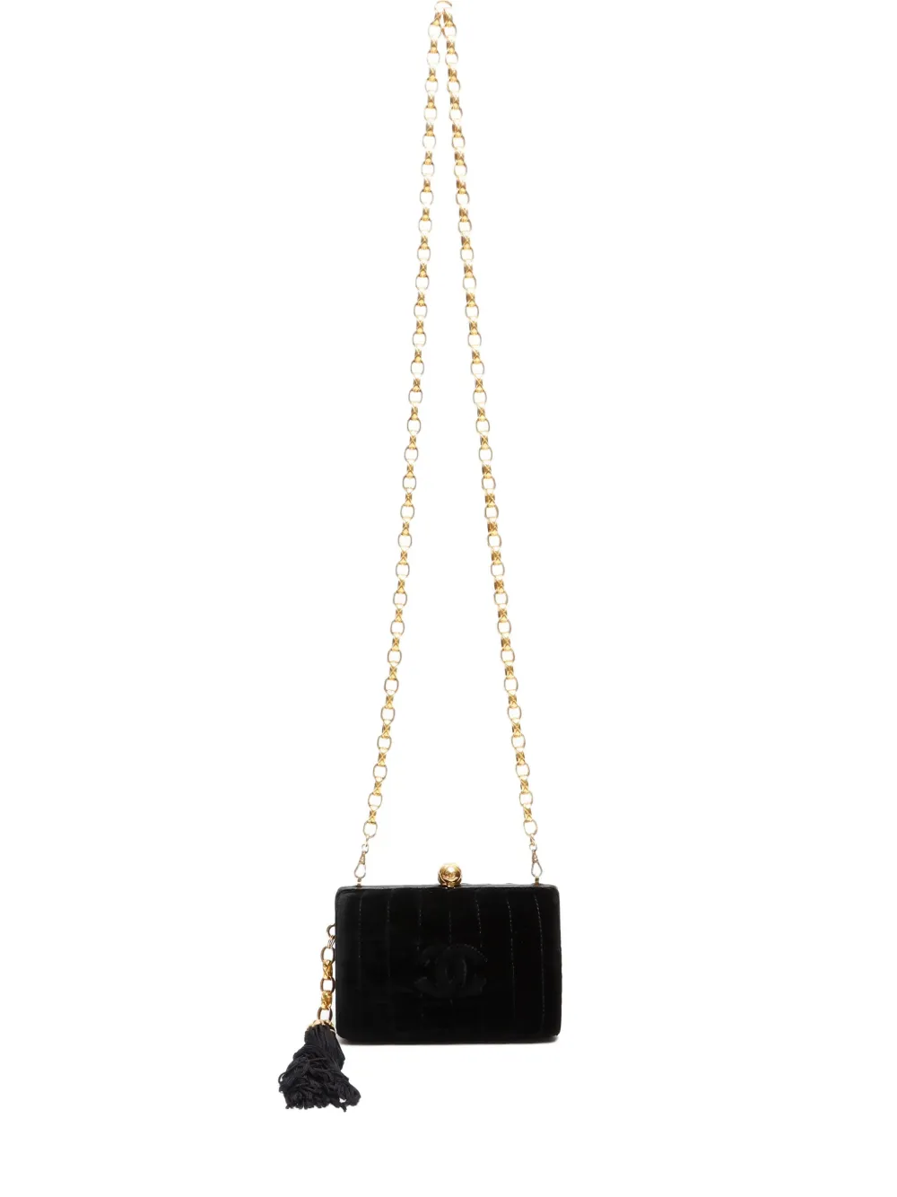 CHANEL Pre-Owned 1994-1996 velvet CC-Mark shoulder bag - ブラック CHANEL Pre-Owned 1994-1996 velvet CC-Mark shoulder bag - ブラック