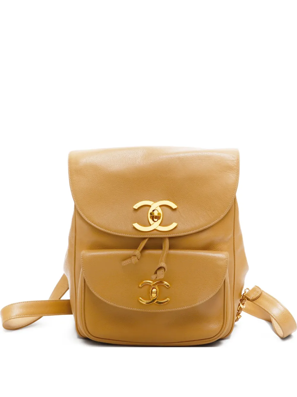 CHANEL Pre-Owned 1994-1996 CC-mark turn-lock leather backpack - ブラウン CHANEL Pre-Owned 1994-1996 CC-mark turn-lock leather backpack - ブラウン