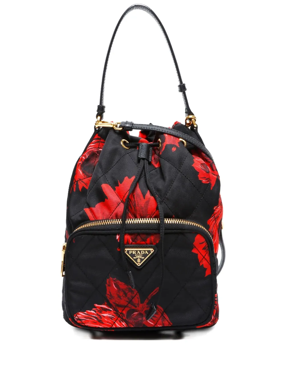 Prada Pre-Owned 2020s フローラル ショルダーバッグ - ブラック Prada Pre-Owned 2020s フローラル ショルダーバッグ - ブラック