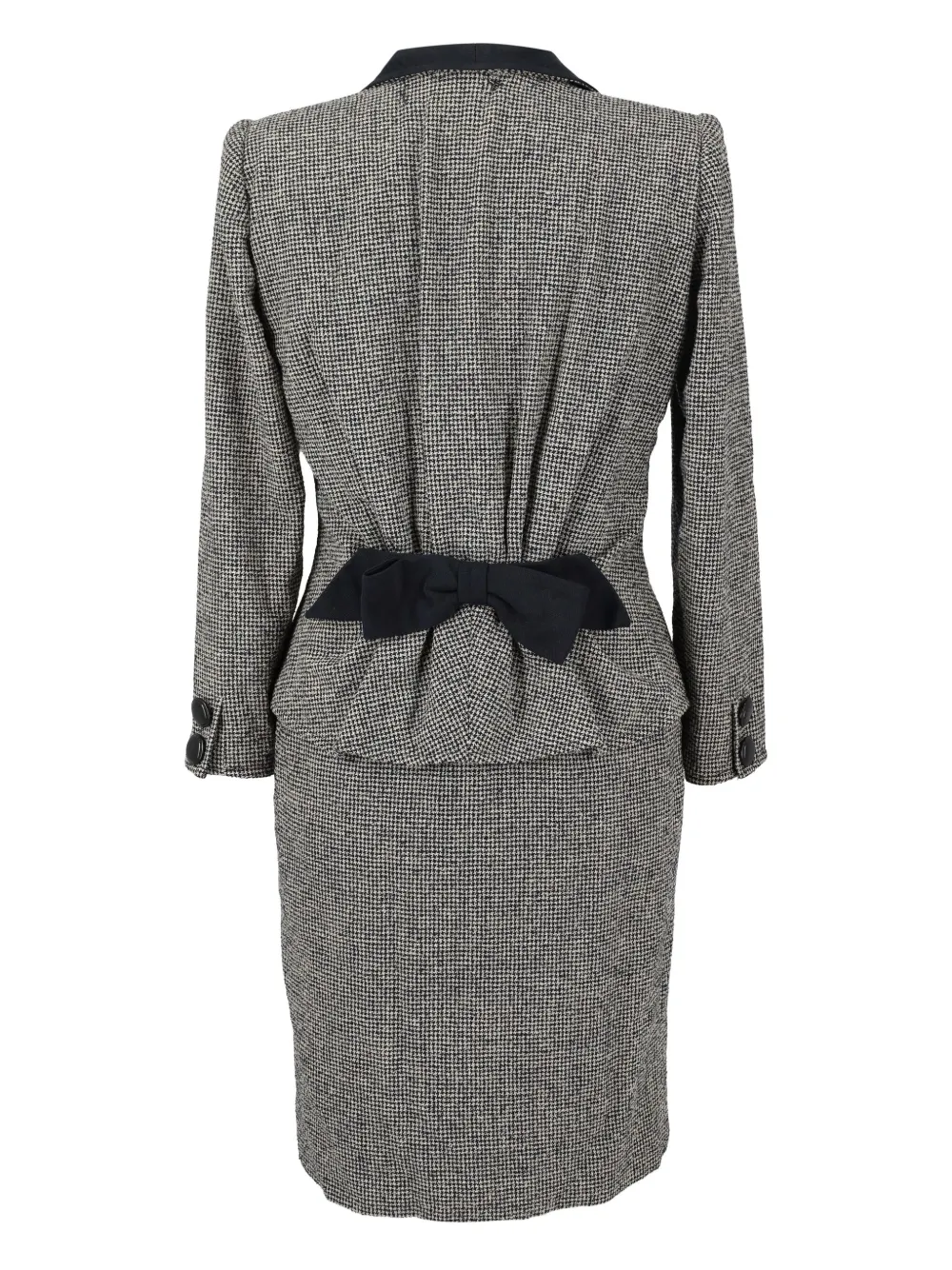 Valentino Garavani Pre-Owned Jurk met pied-de-poule print en strik - Zwart