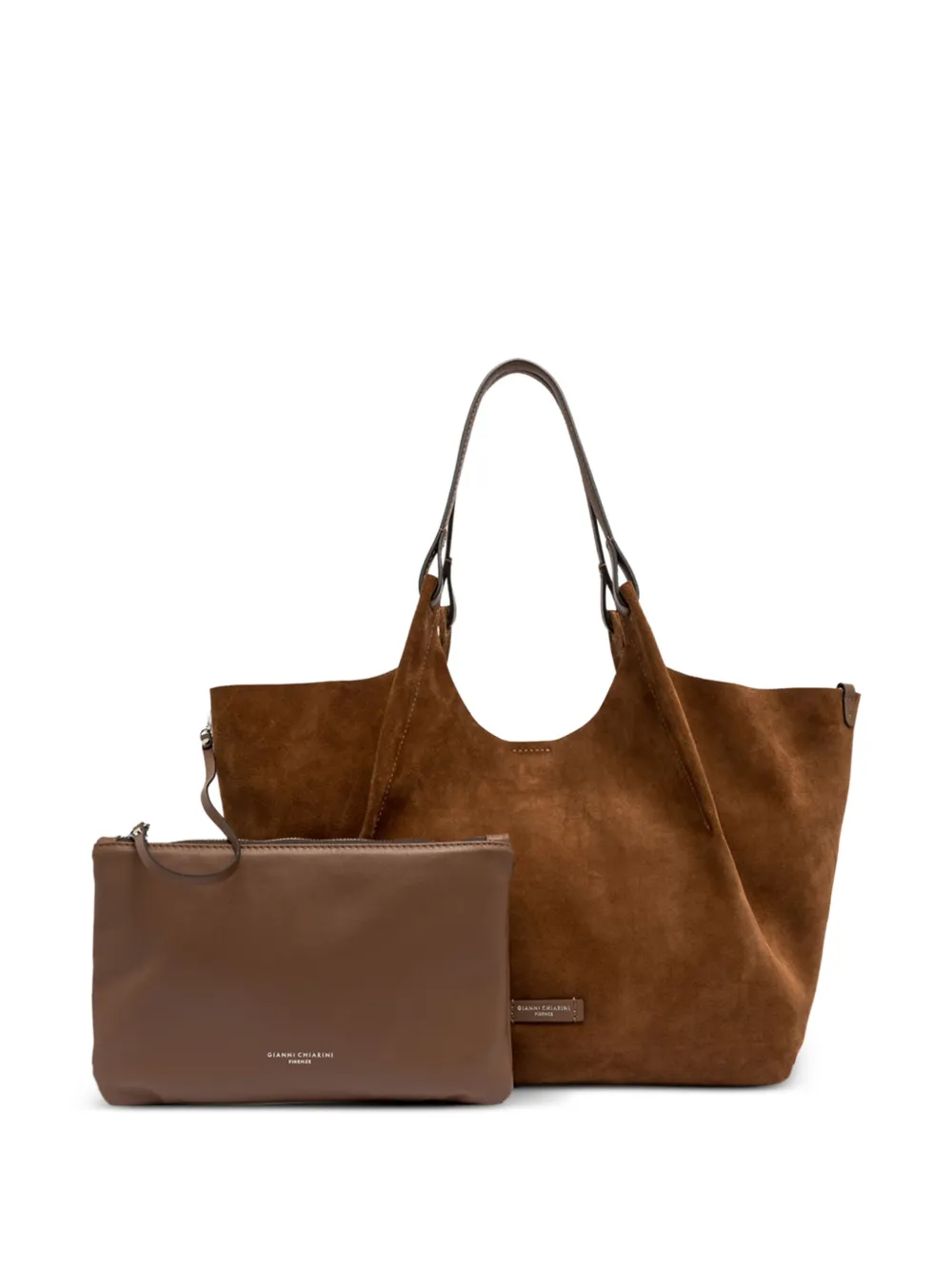 GIANNI CHIARINI Dua suede leather shoulder bag Bruin