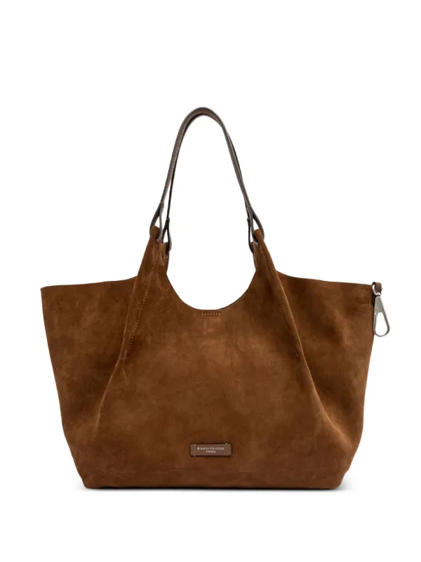 GIANNI CHIARINI Dua Suede Leather Shoulder Bag Brown