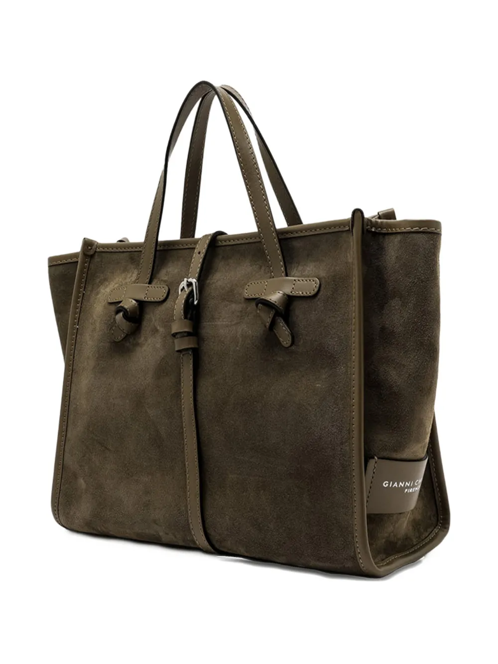 GIANNI CHIARINI Marcella knotted suede tote bag Groen