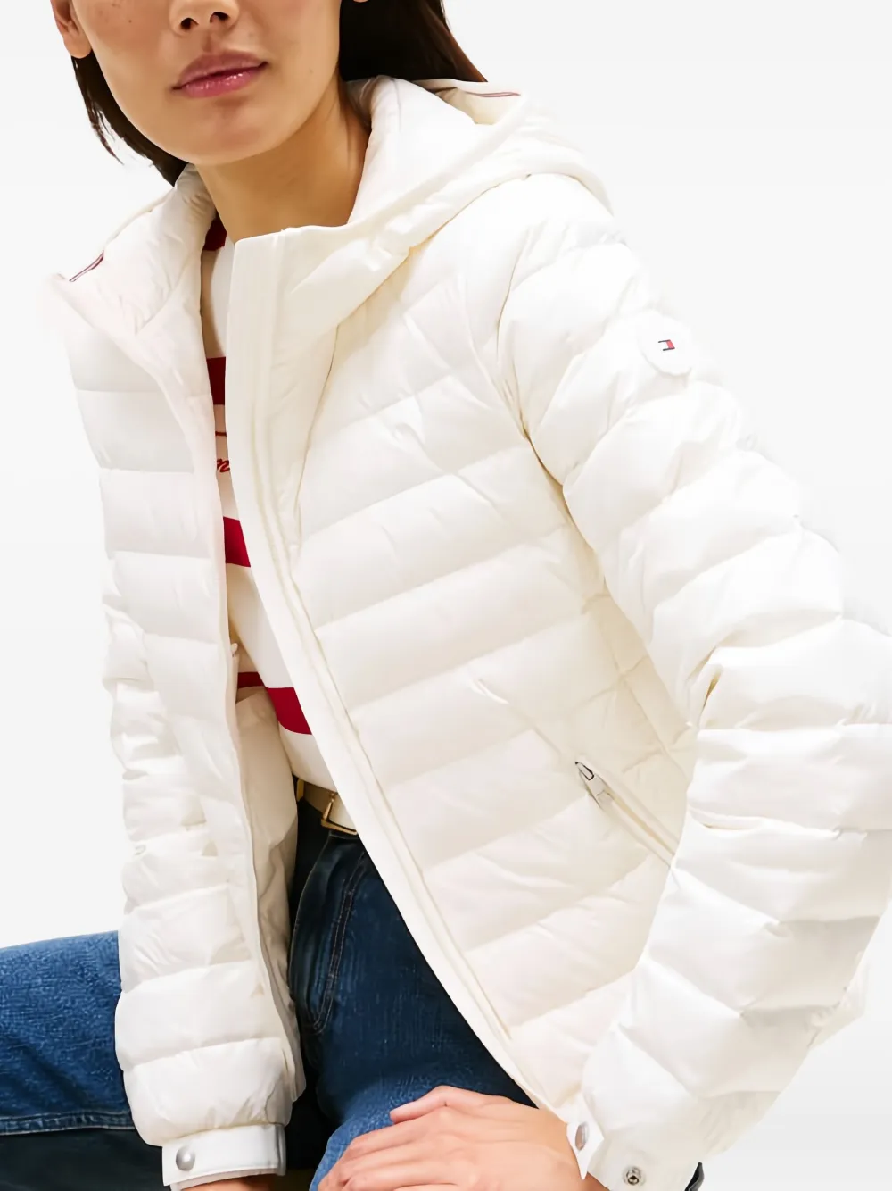 Tommy Hilfiger Hooded Quilted Jacket In White