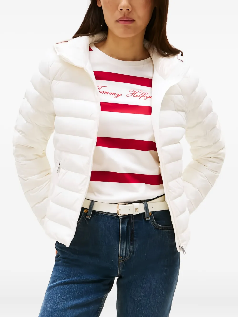Tommy Hilfiger Hooded Quilted Jacket In White