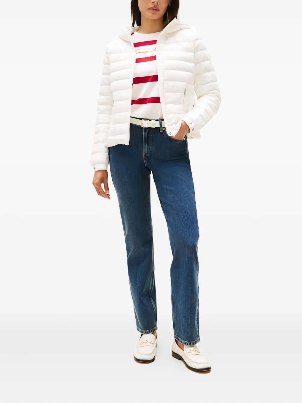Tommy Hilfiger Hooded Quilted Jacket In White