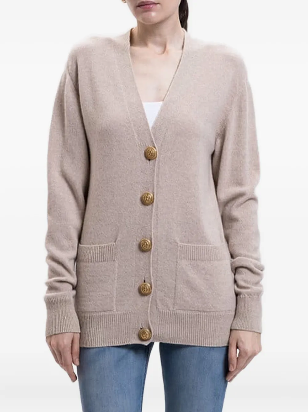 Balmain Button-detailed Patch-pocket Cardigan In White