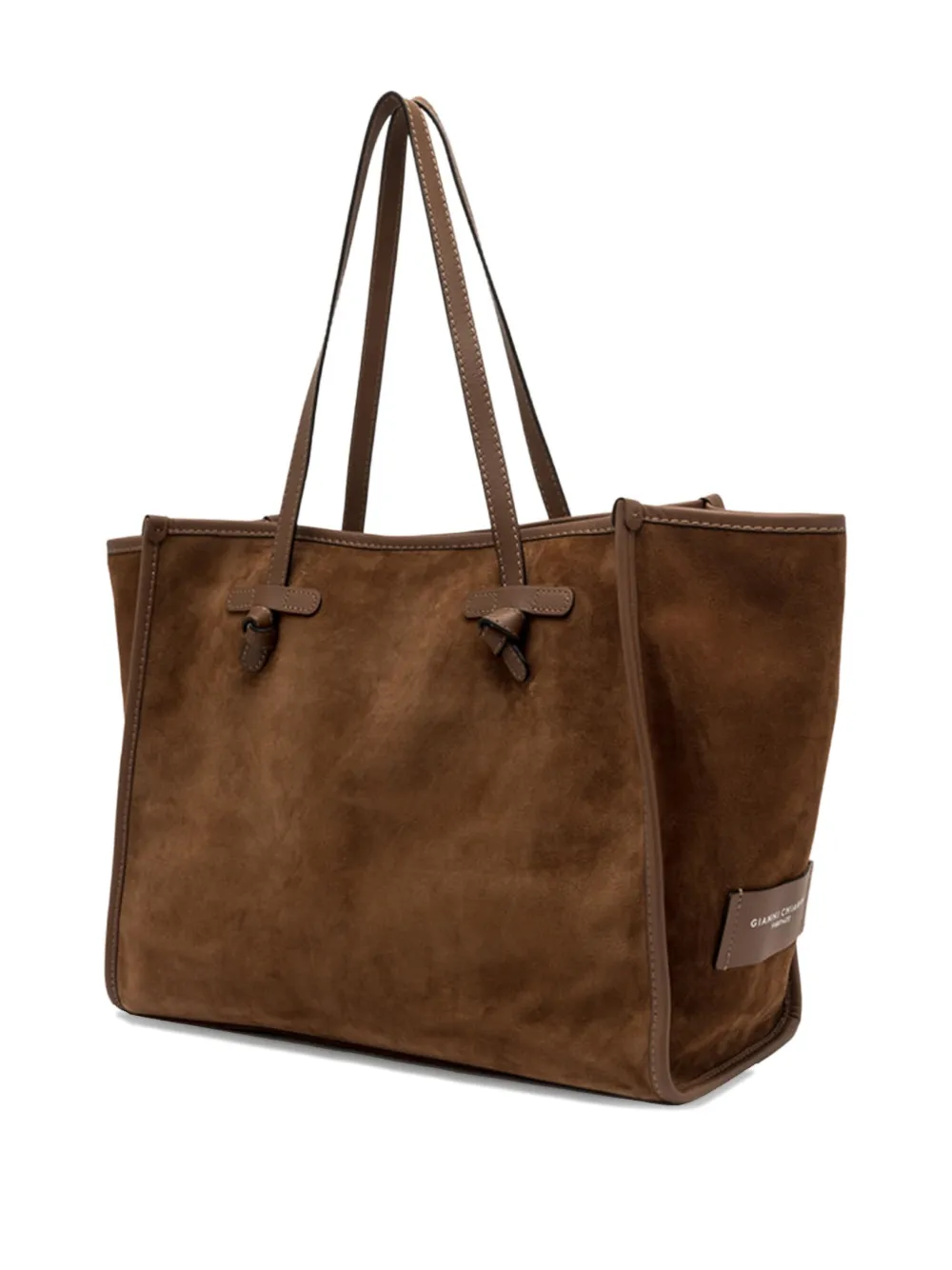 GIANNI CHIARINI Marcella knotted-handles suede tote bag Bruin