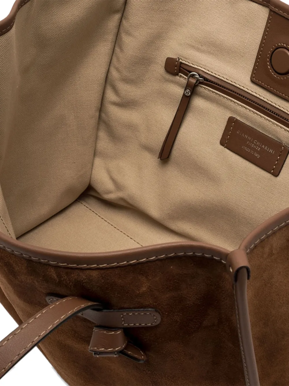 GIANNI CHIARINI Marcella knotted-handles suede tote bag Bruin