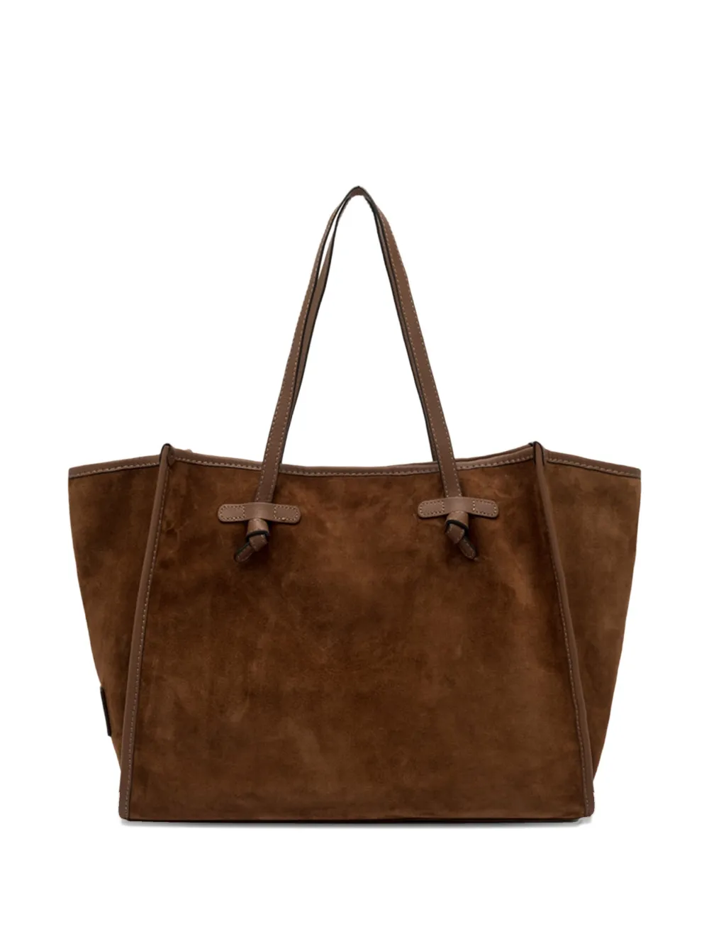 GIANNI CHIARINI Marcella suède shopper met geknoopte handgrepen Bruin