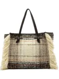 GIANNI CHIARINI plaid fringed tote bag - Neutrals