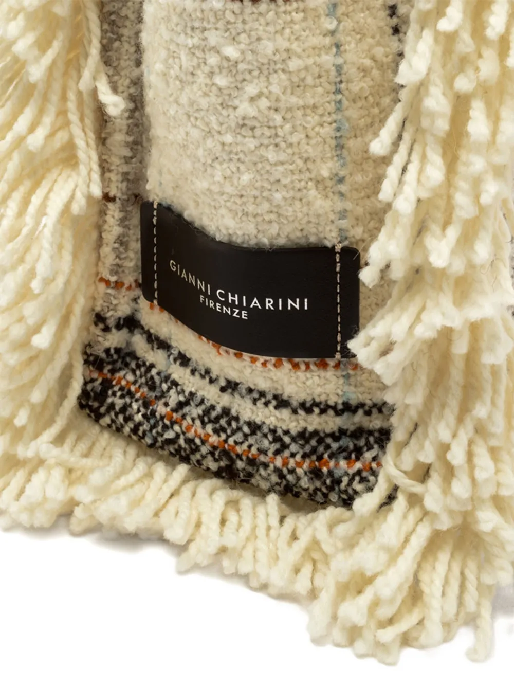 GIANNI CHIARINI plaid fringed tote bag Beige