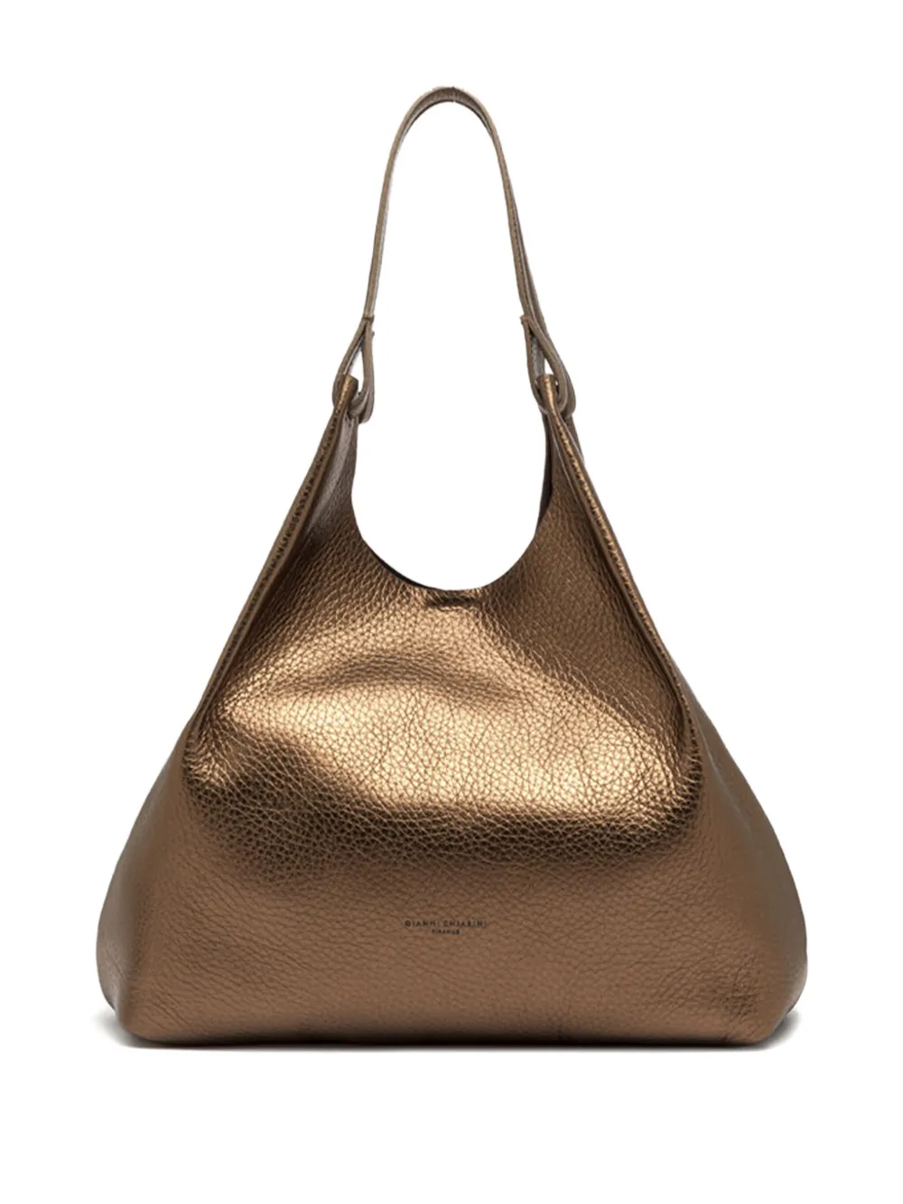 GIANNI CHIARINI Dua metallic-finish leather tote bag Bruin